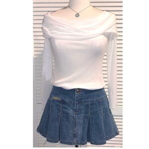 Vintage Y2K Denim Pleated Mini Skirt size 9